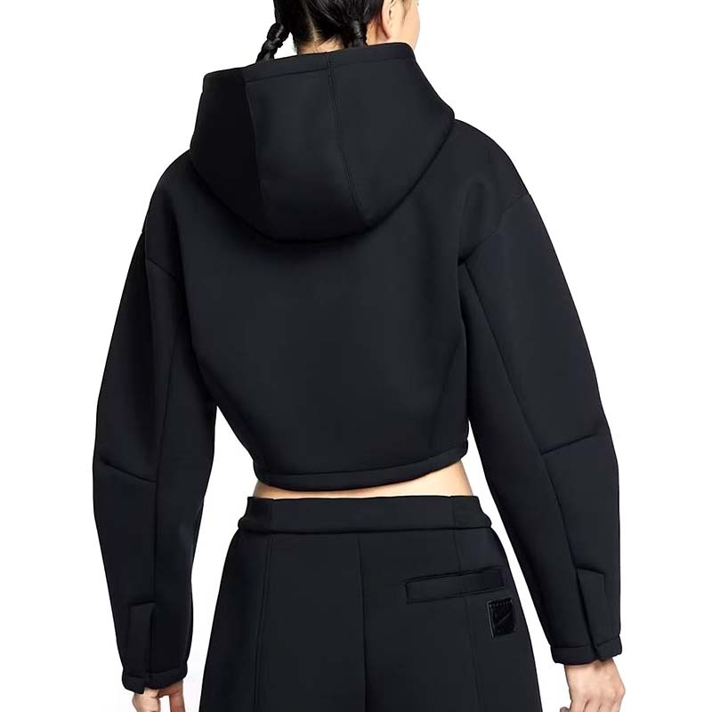 Nike W Nsw Pregame Flc Fz 女款 短版 連帽外套 LISA同款 黑色 HV2077-010 [國內代購]