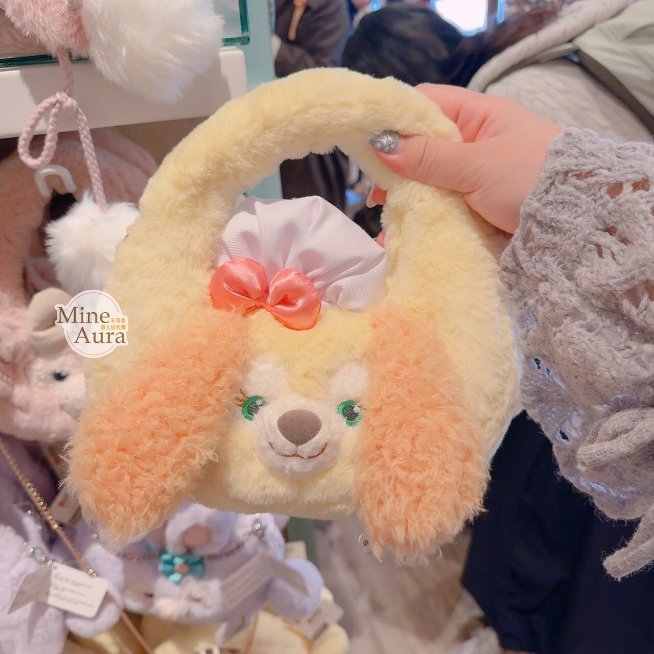 可琦安 餅乾 CookieAnn 大臉圖案 絨毛 造型 手提包 -香港迪士尼樂園