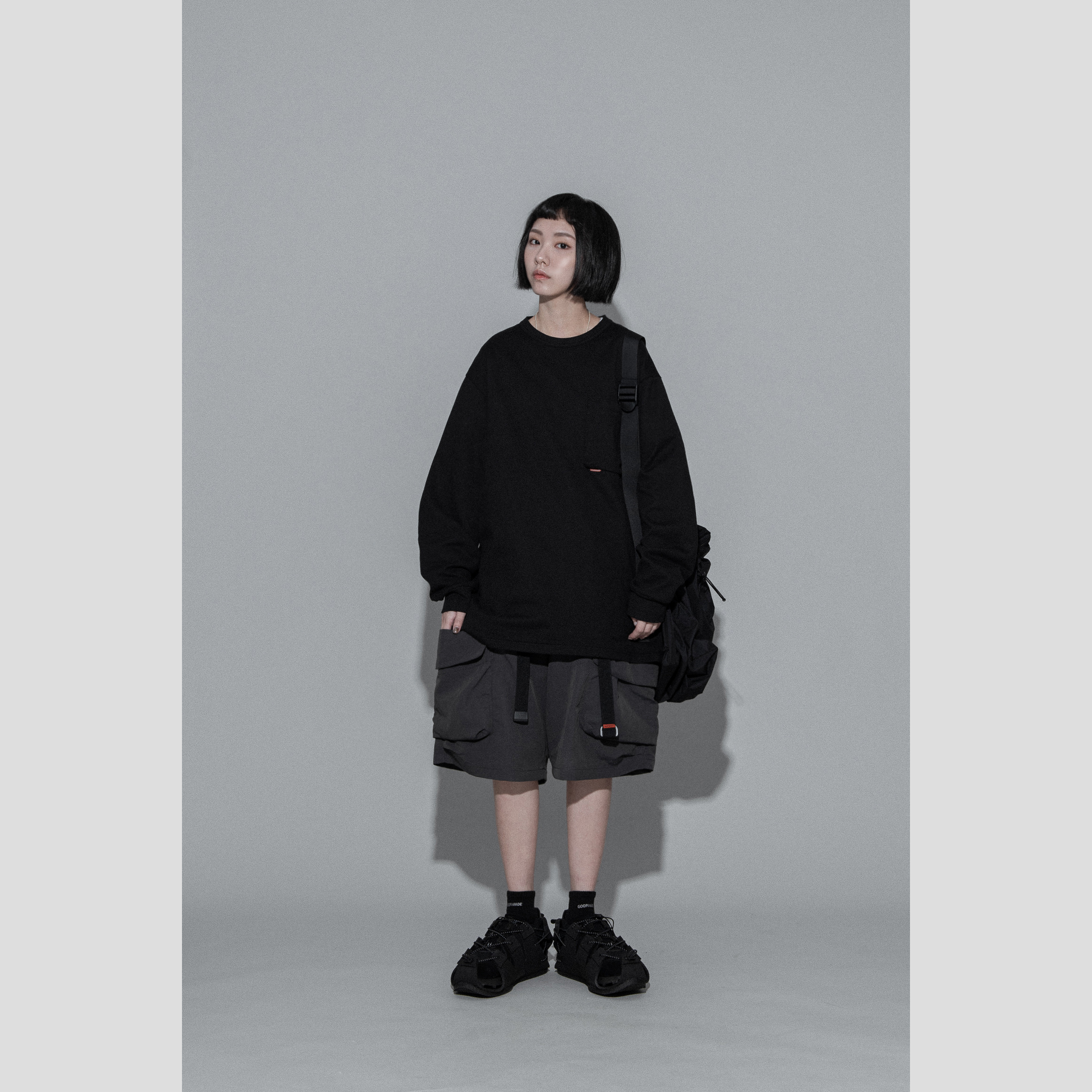 GOOPiMADE 3-D L/S POCKET TEE - EXPO II COTTON - BLACK