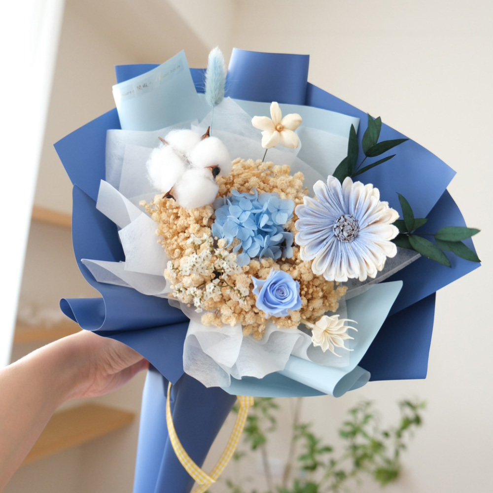 可愛小太陽花束 藍