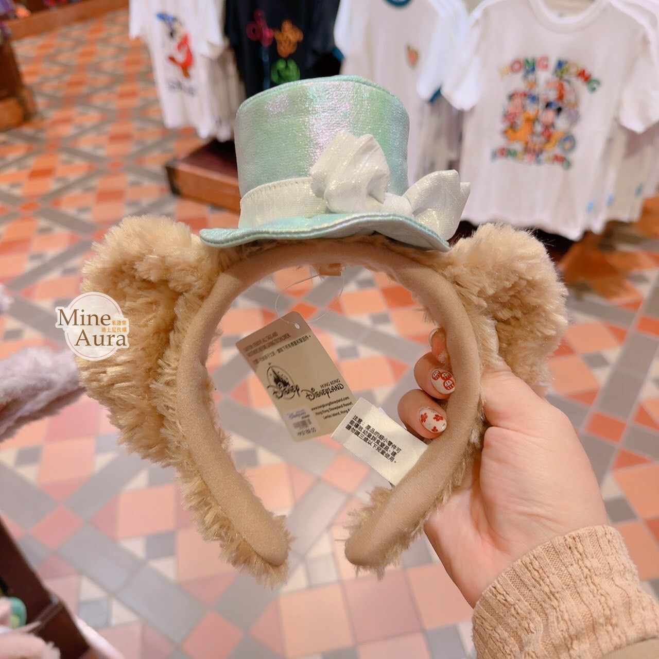 達菲 Duffy 戴帽 立體耳朵 蝴蝶結 造型 髮圈 髮箍 -香港迪士尼樂園