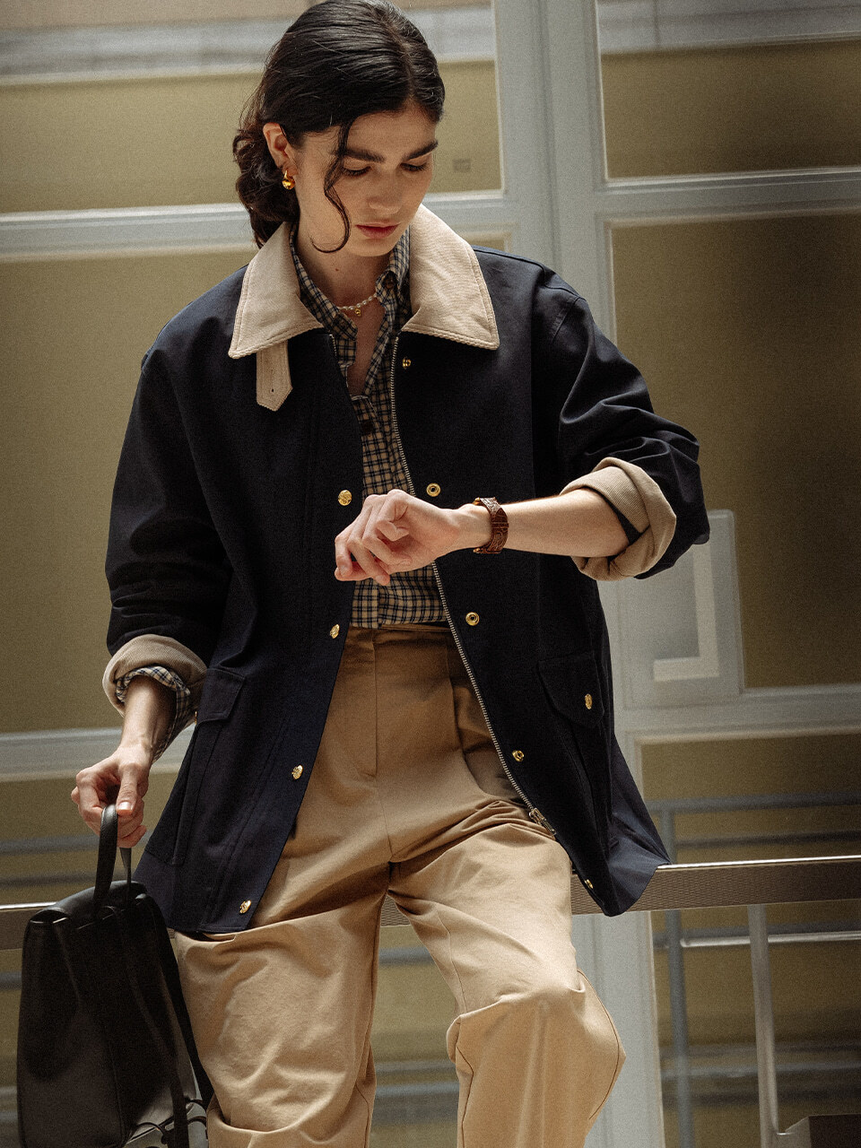 TILLIDIE Coloring Collar Point Utility Jacket