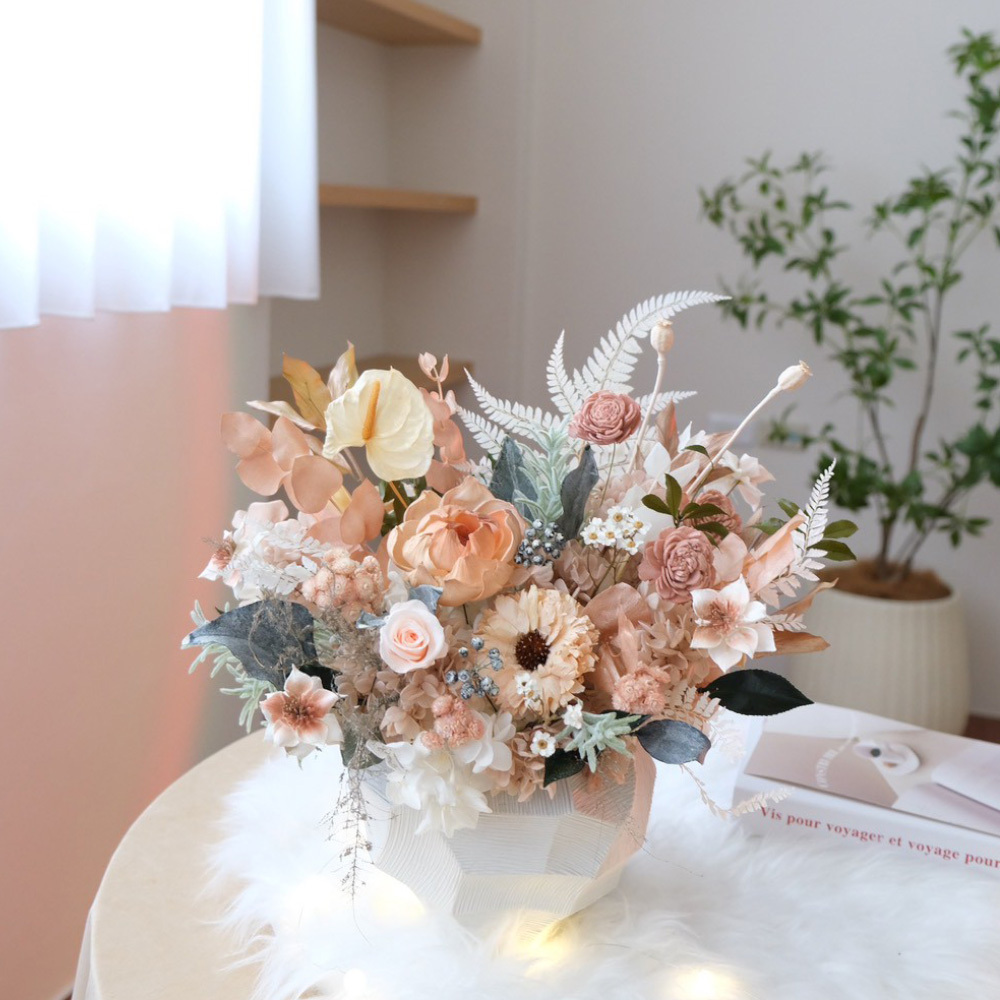 奶油太陽 永生盆花(XL)