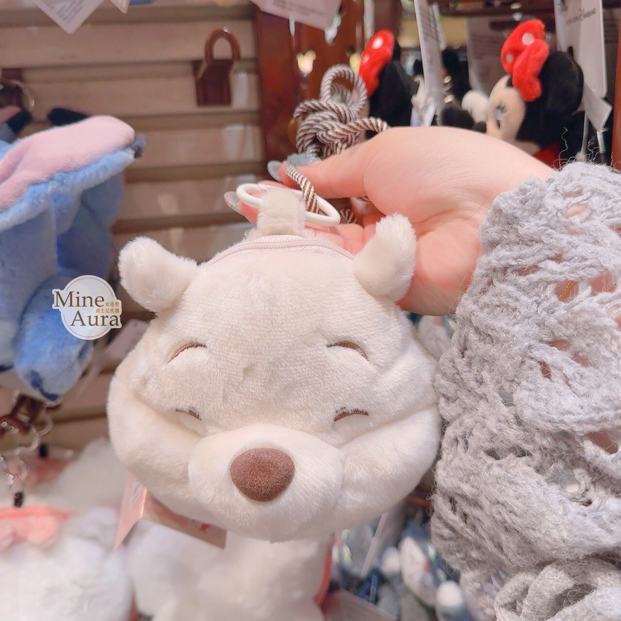 小熊維尼 Winnie the Pooh 大頭 瞇瞇眼笑臉 造型 票卡包 吊飾 -香港迪士尼樂園