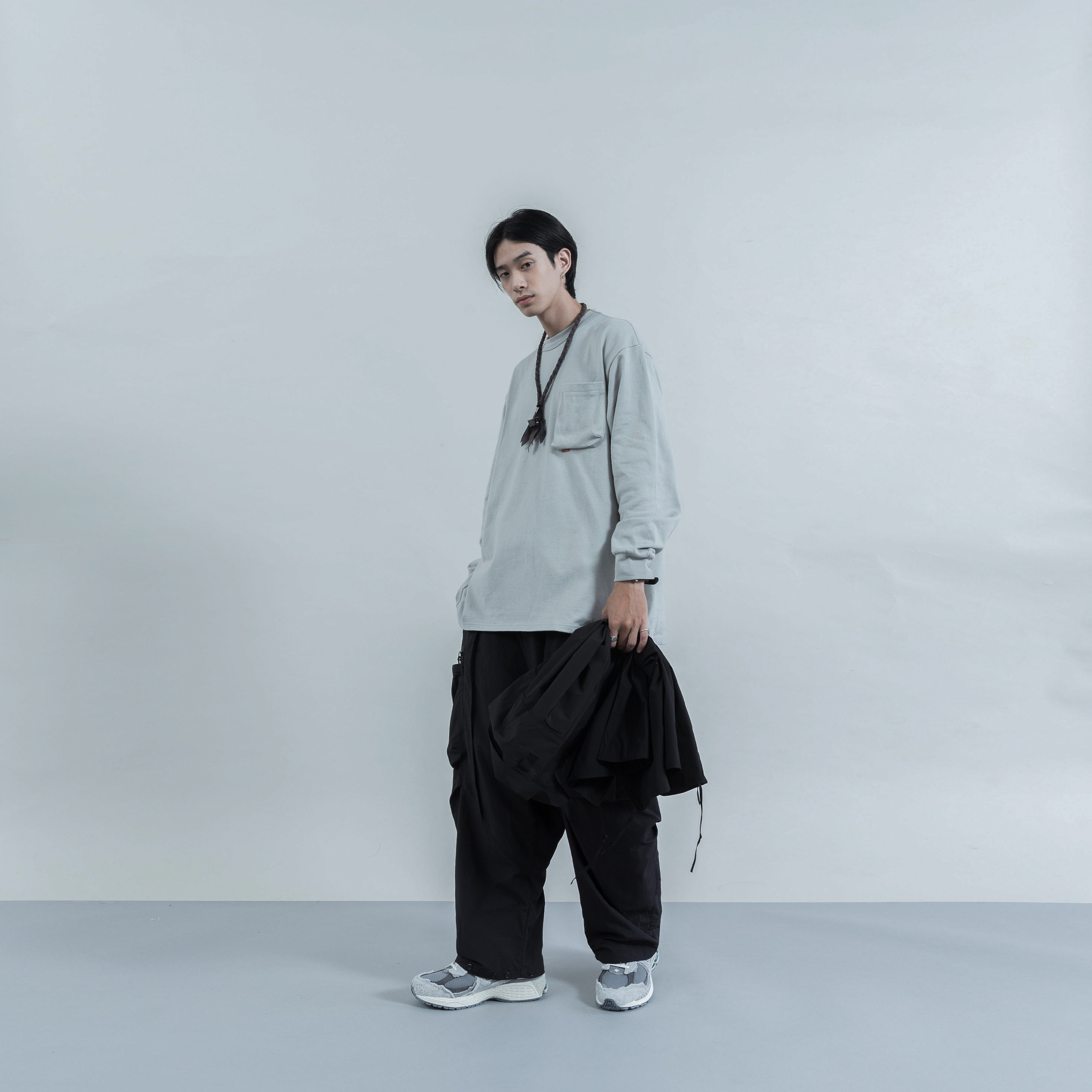 GOOPiMADE “TYPE-X” 3D L/S Pocket Tee - L-Gray