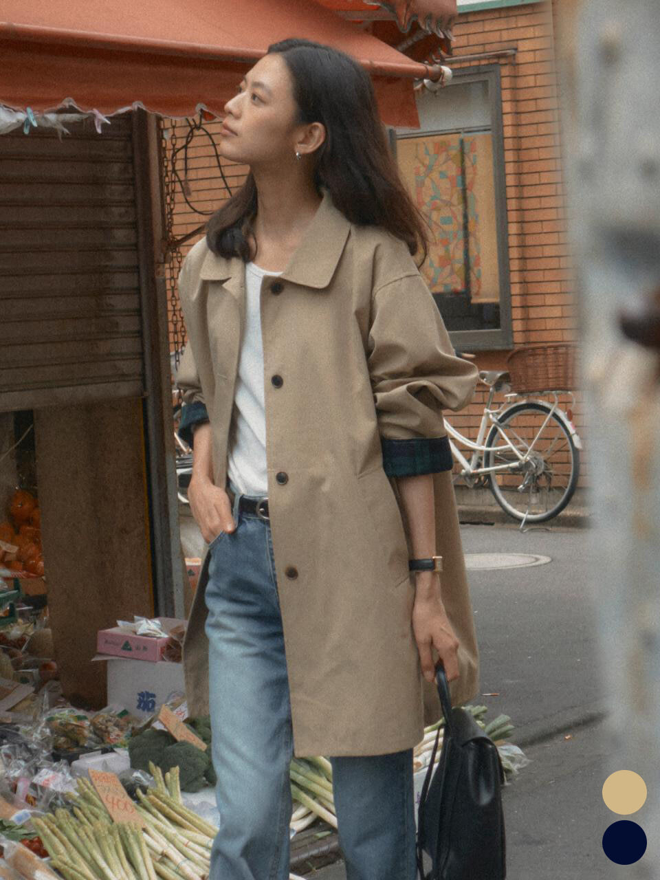 TILLIDIE Check detail trench coat