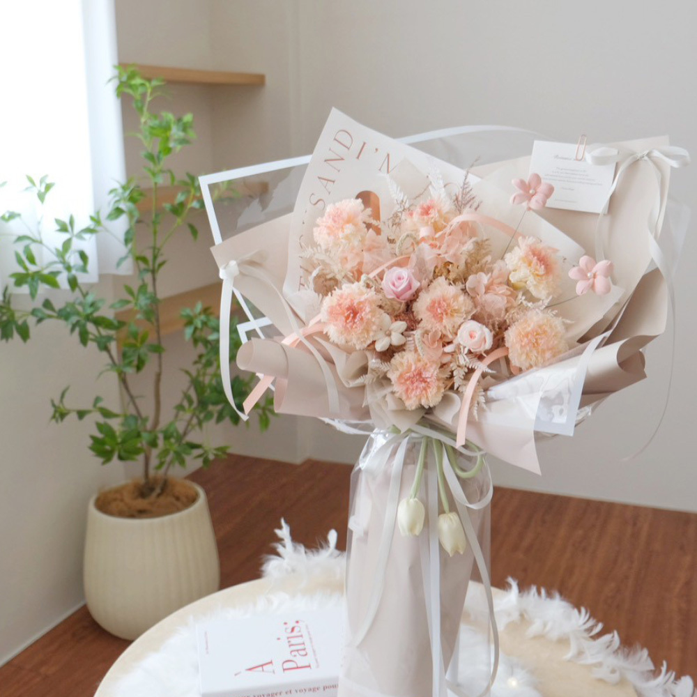 柔光晨語 母親節永生康乃馨 腮紅香檳色