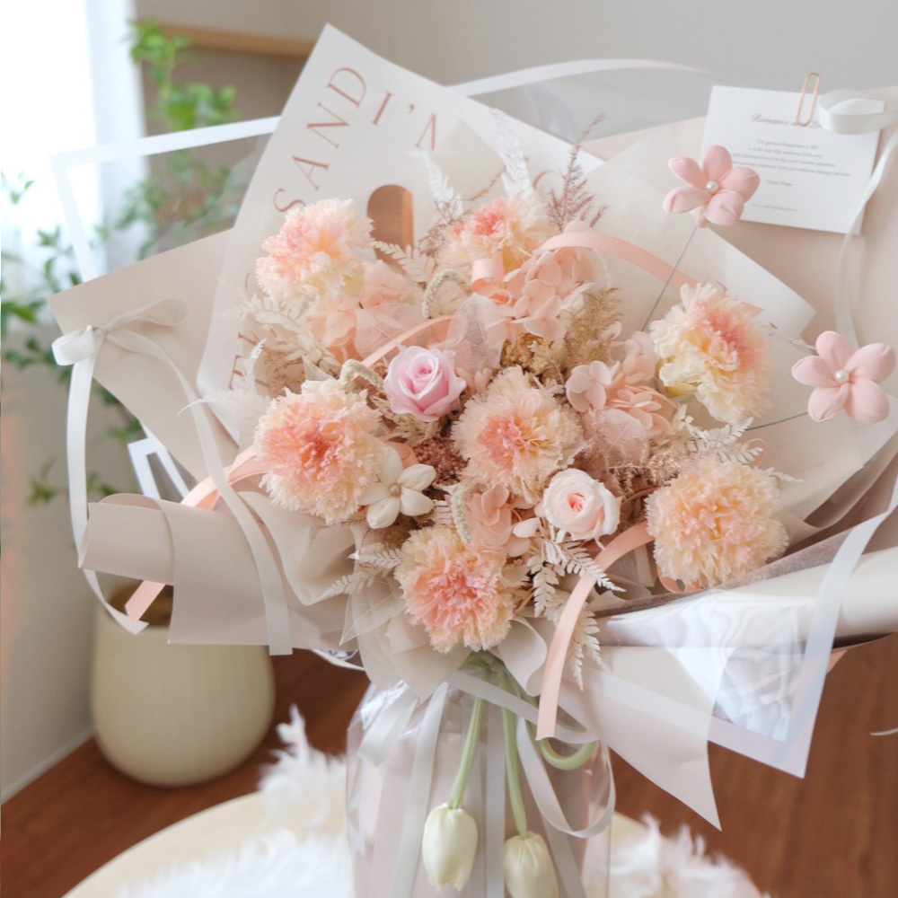 柔光晨語 母親節永生康乃馨 腮紅香檳色