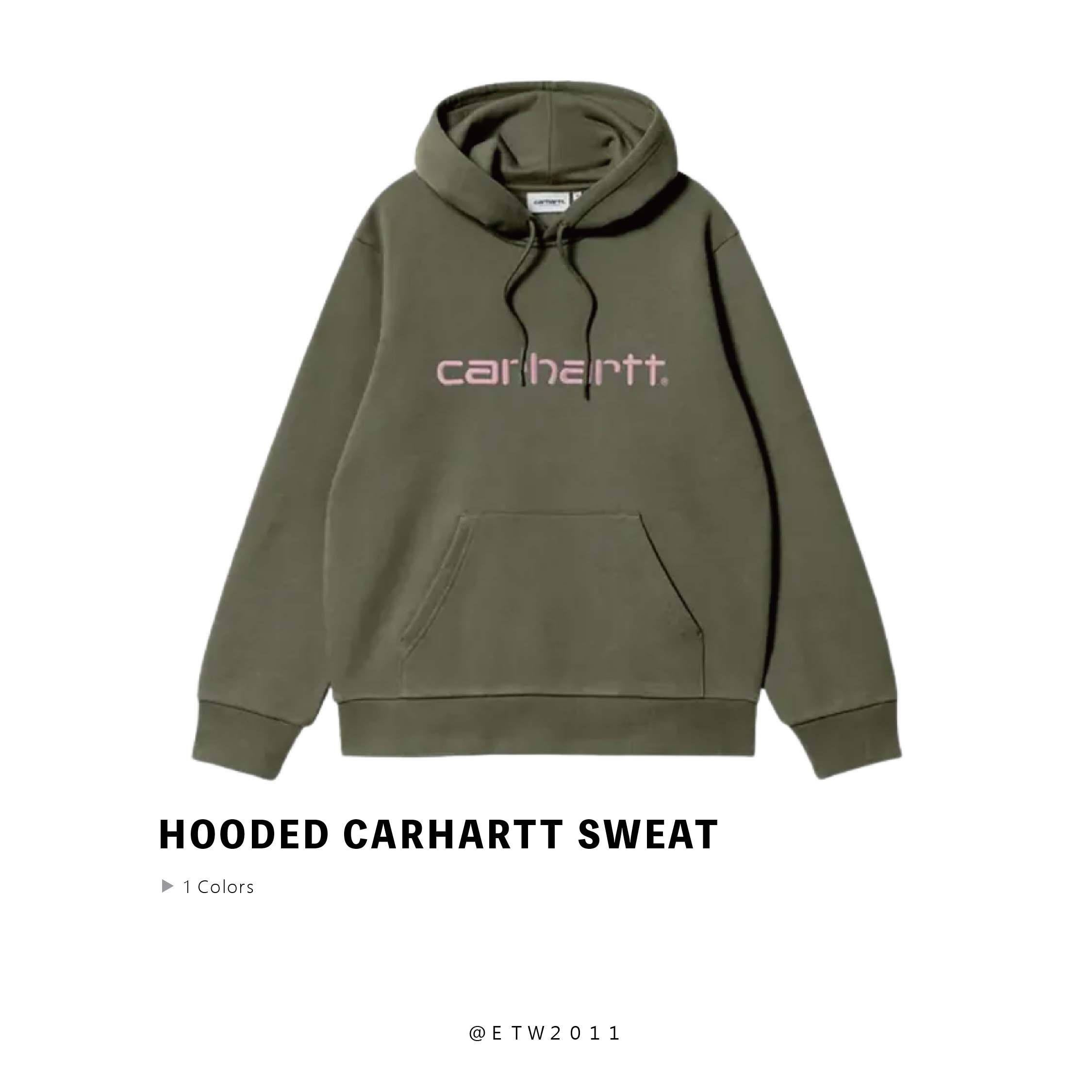☆ETW☆【EASY TO WEAR】CARHARTT WIP Hooded Carhartt Sweat 歐版 帽T 綠色(粉字) Dundee / Glassy Pink