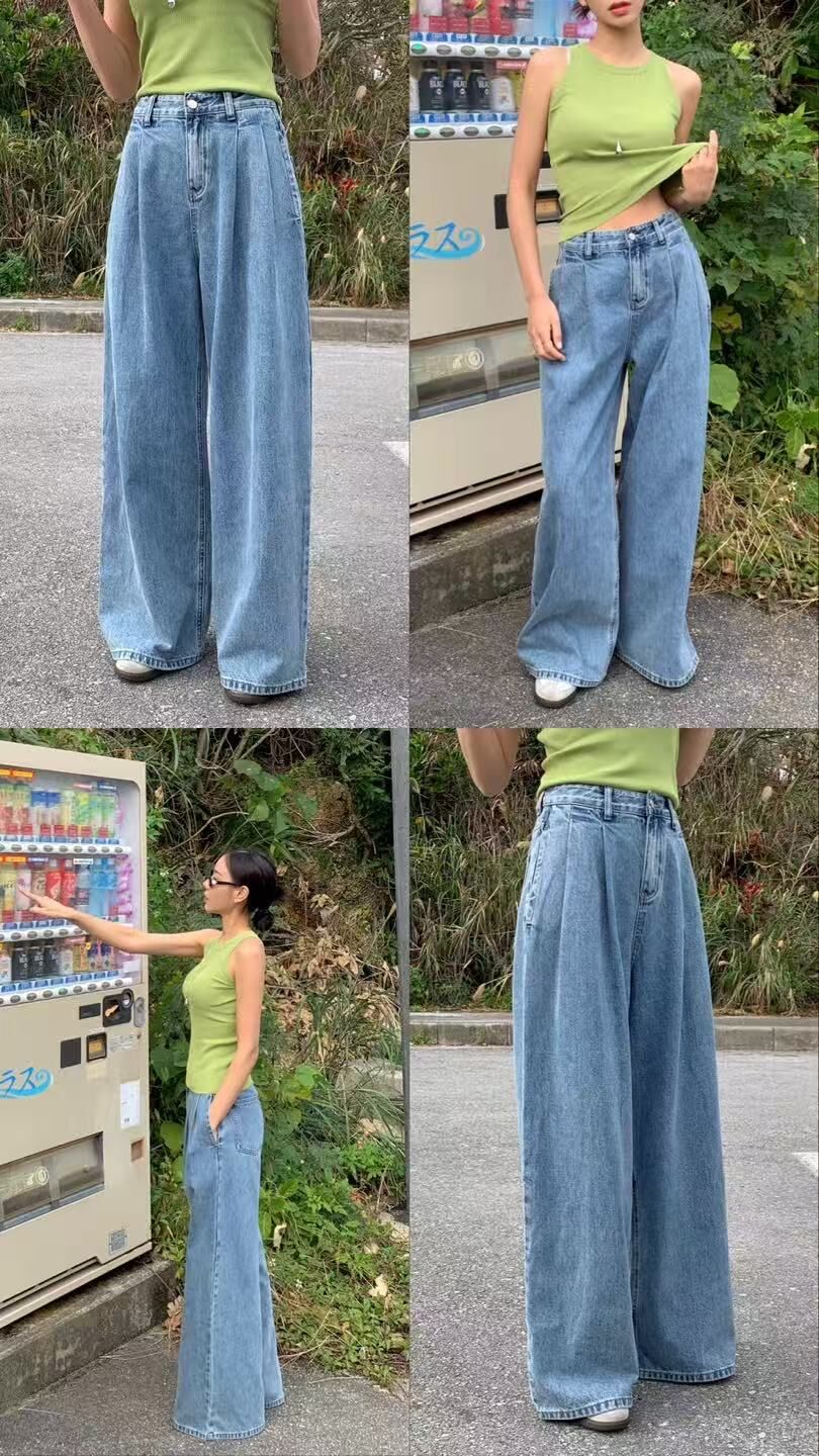 OB5428 打摺牛仔闊褲 *特價* (優惠碼同充值購物金不適用)