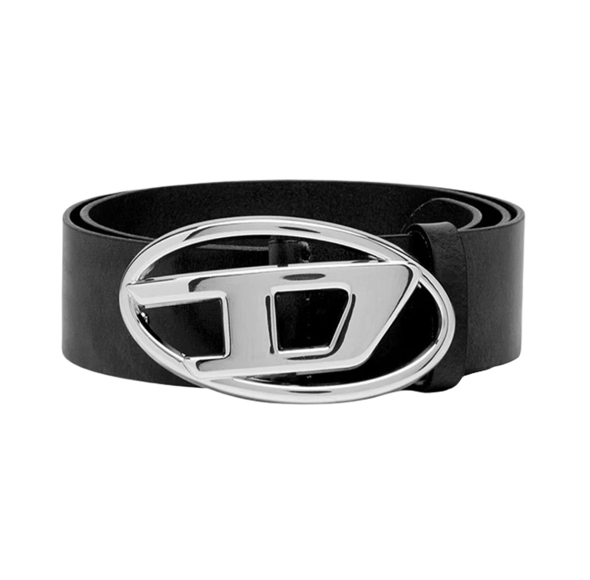 ［Diesel］ B-1DR W 皮革腰帶（D 型扣/黑色）