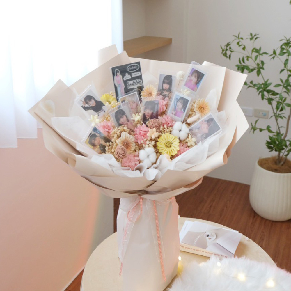 偶像牌永生花束 黃粉色