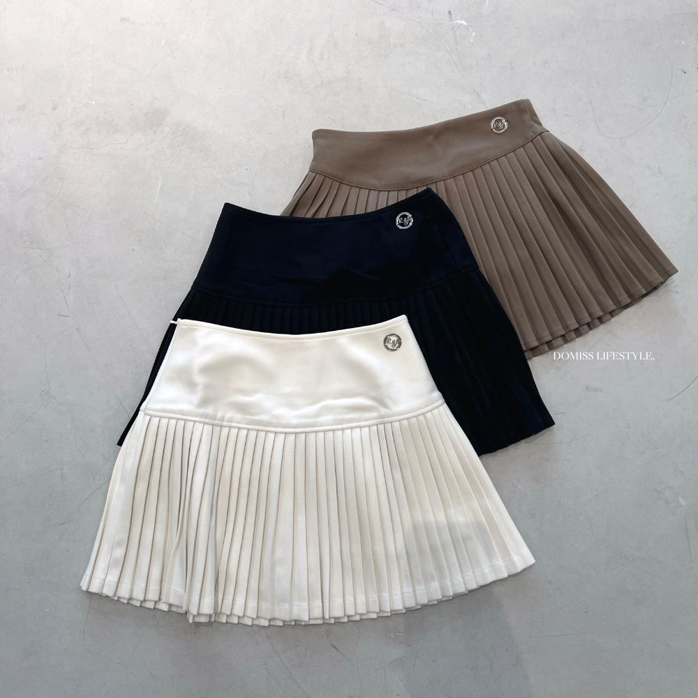 【顯瘦百褶裙】DOMISS高級感毛呢百褶短裙 裙子女-3色(現貨)