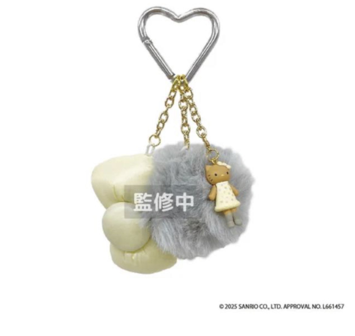 JP Hello Kitty 長腳款波波球心心扣 米灰 7032 TK260126