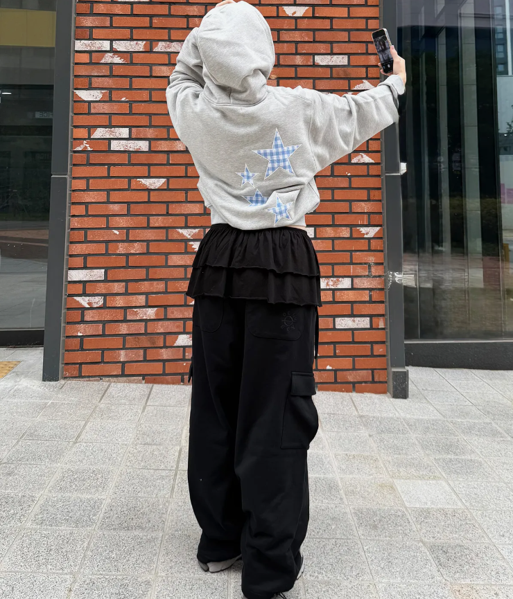 DENAGE 背面大星星 短版帽T