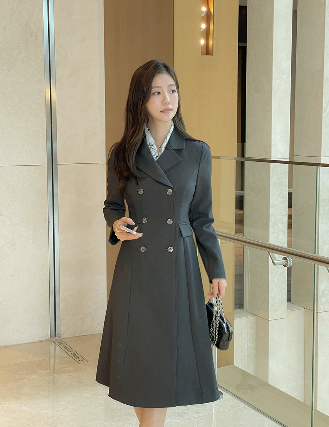 Xandra 專業率性風衣式洋裝 [ 2色 / S,M,L ]