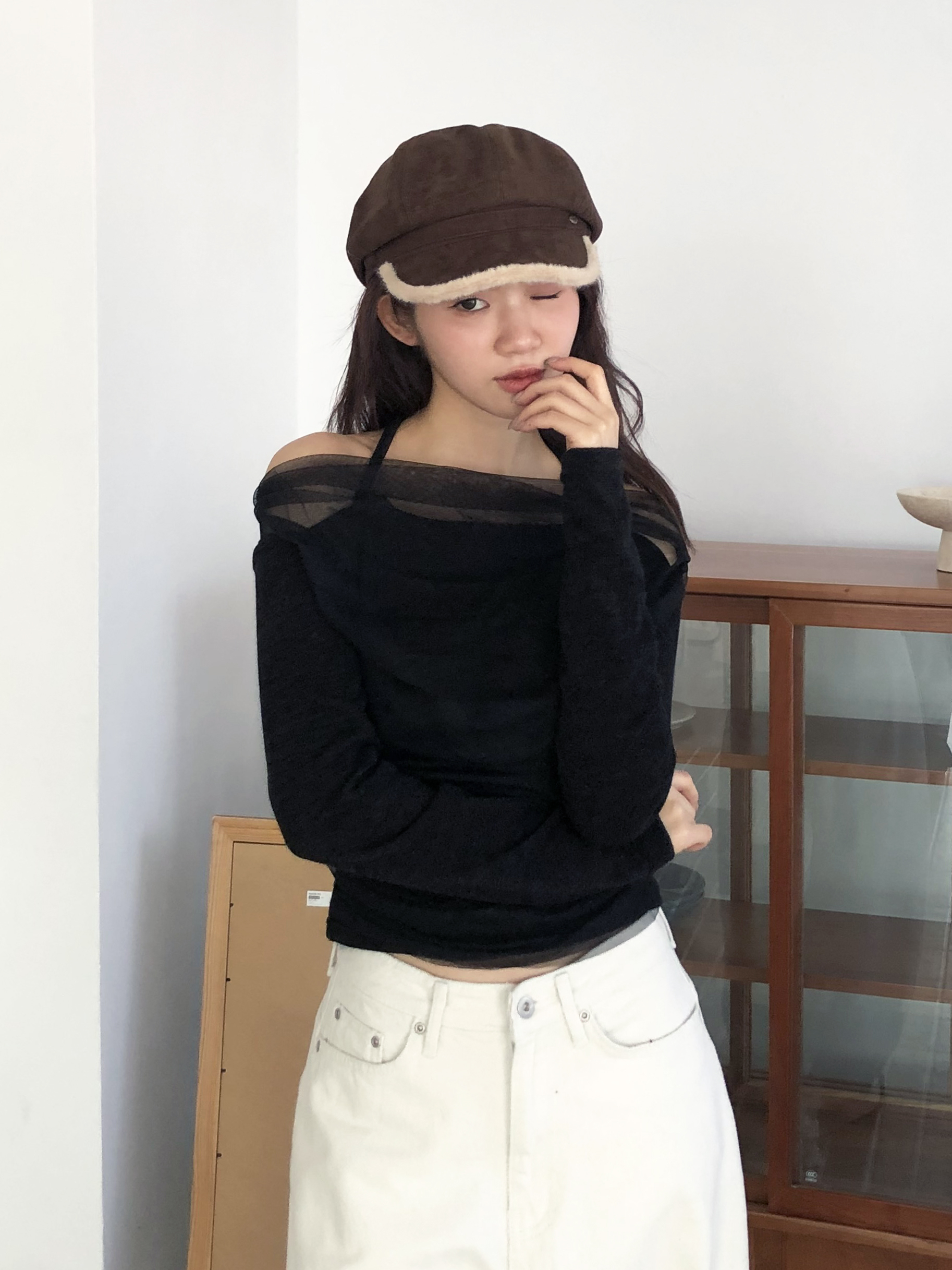 All Day Mesh Knit Tee #上衣