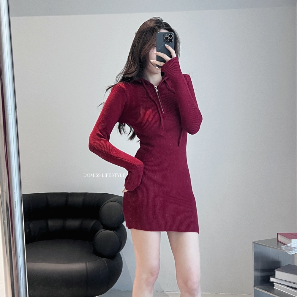【休閒性感】DOMISS顯瘦北極絨毛衣裙-3色(現+預)