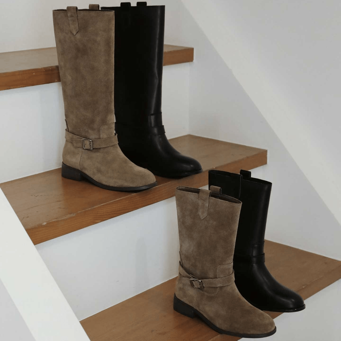 sketch in love｜✨牛皮✨ Dual Mood Leather Boots 麂皮/牛皮可拆帶中筒長筒Boots [2 colors]