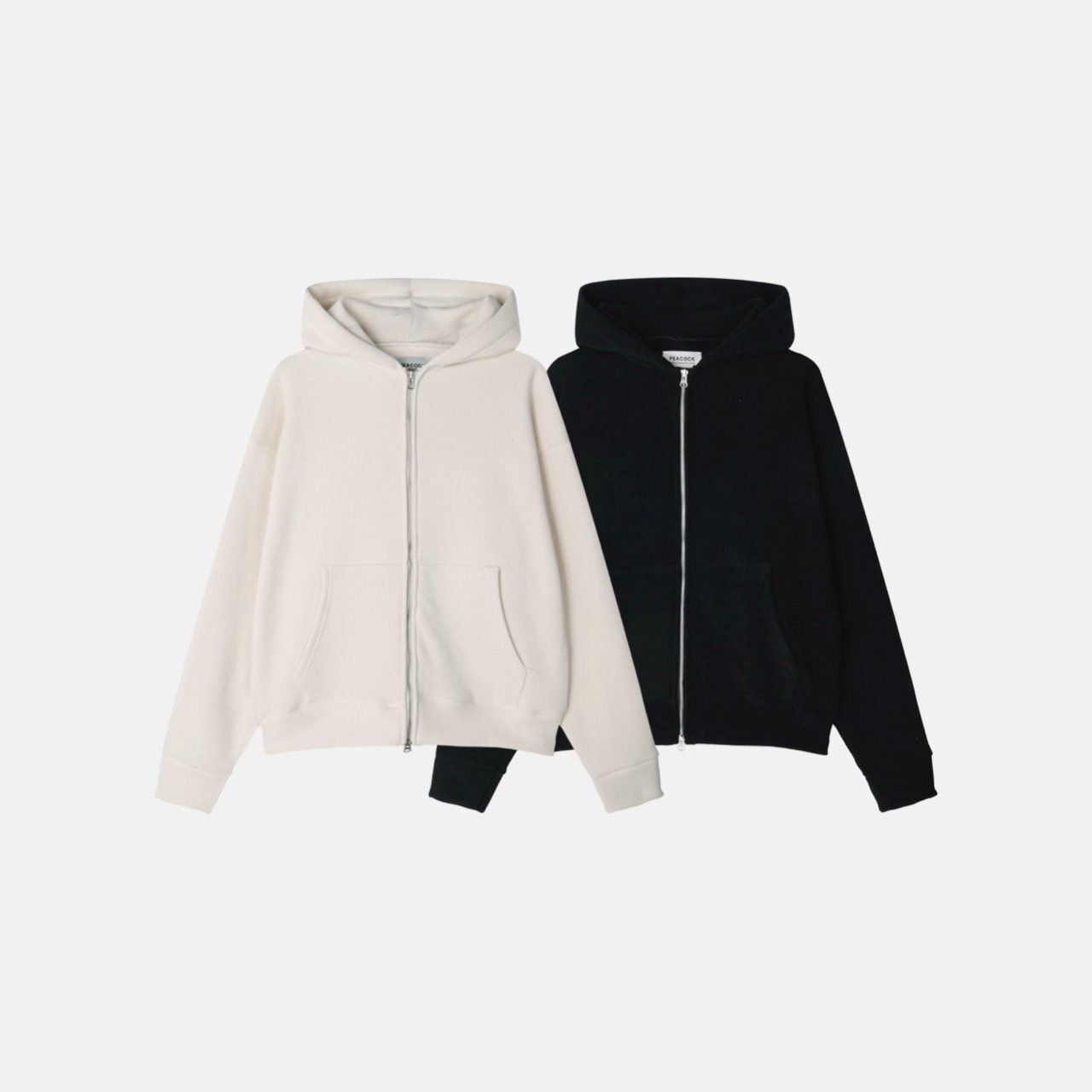 淨色連帽拉鍊外套 PEACOCK-165JK