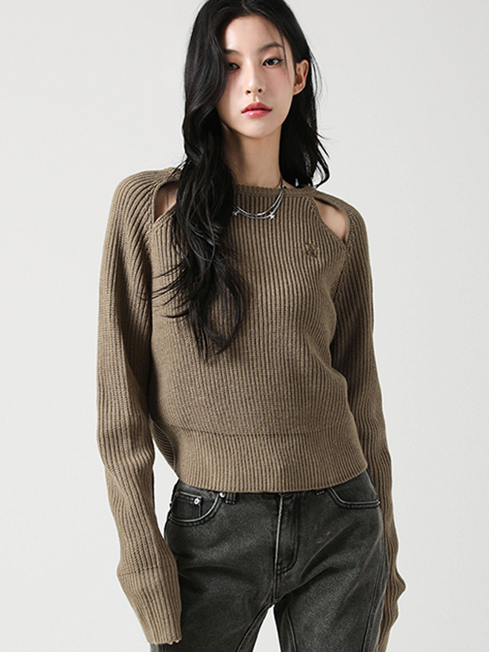 AVANDRESS Ribbed Cut-out Knit