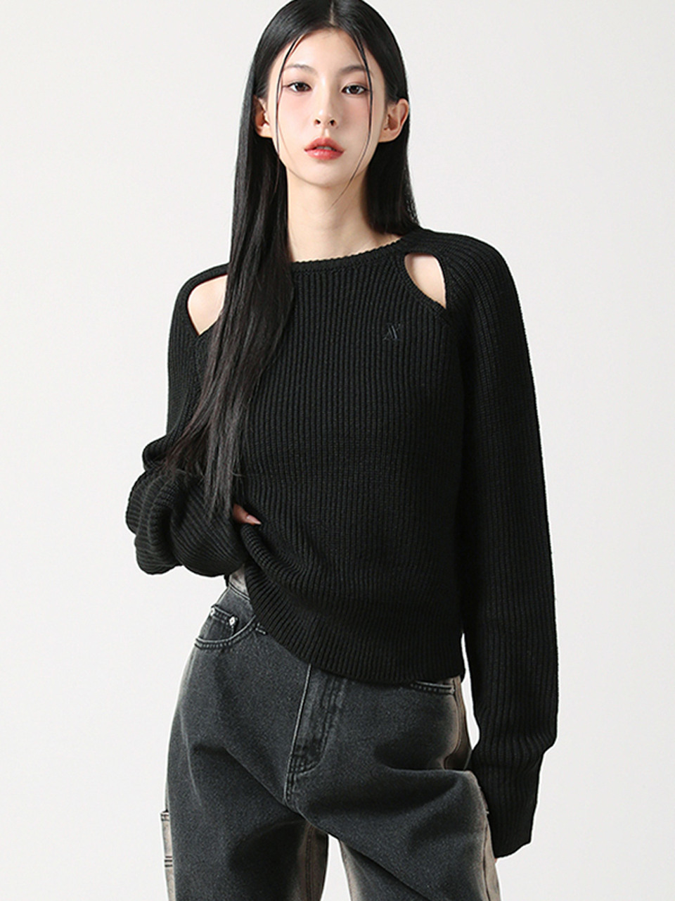 AVANDRESS Ribbed Cut-out Knit