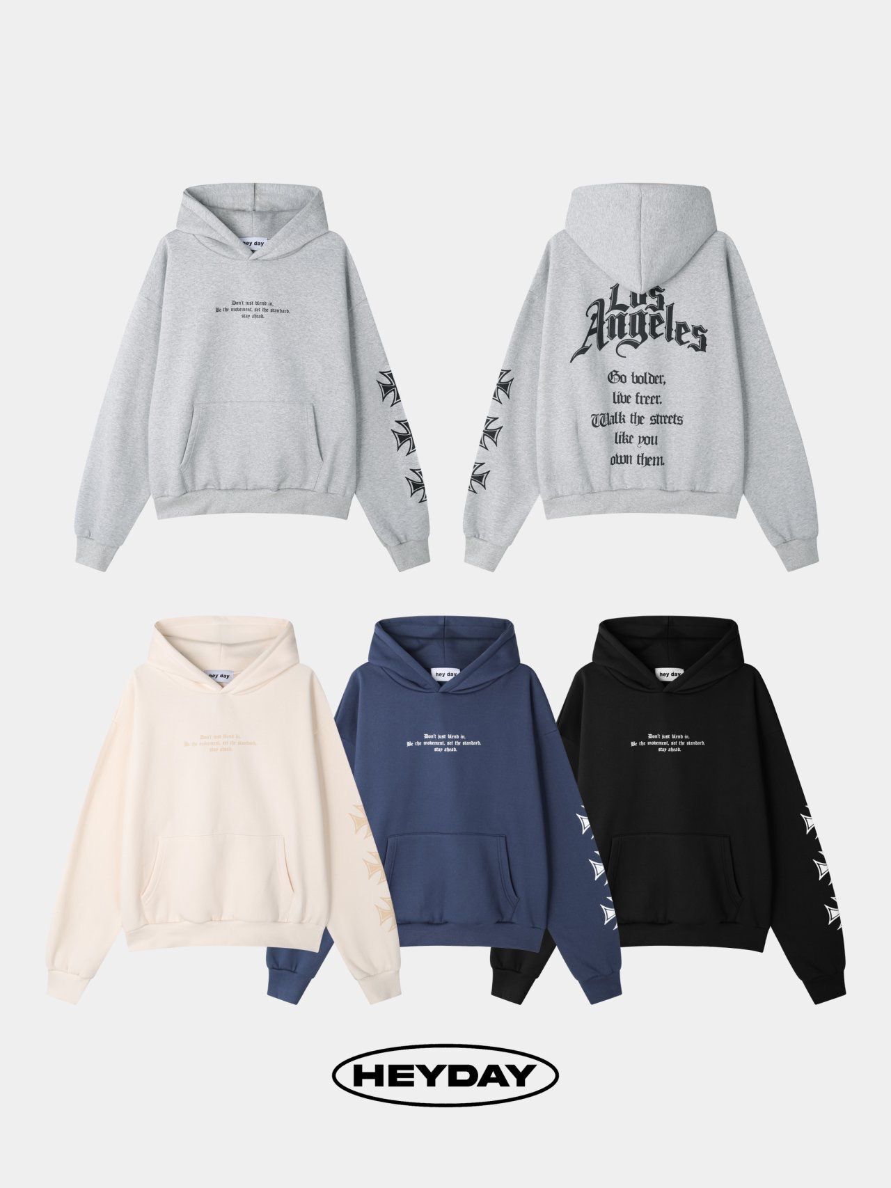 英文字圖案連帽衛衣 HEYDAY-013T