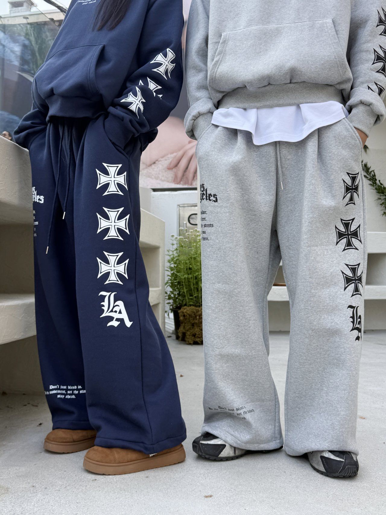 英文字圖案可束腳運動褲 HEYDAY-014P