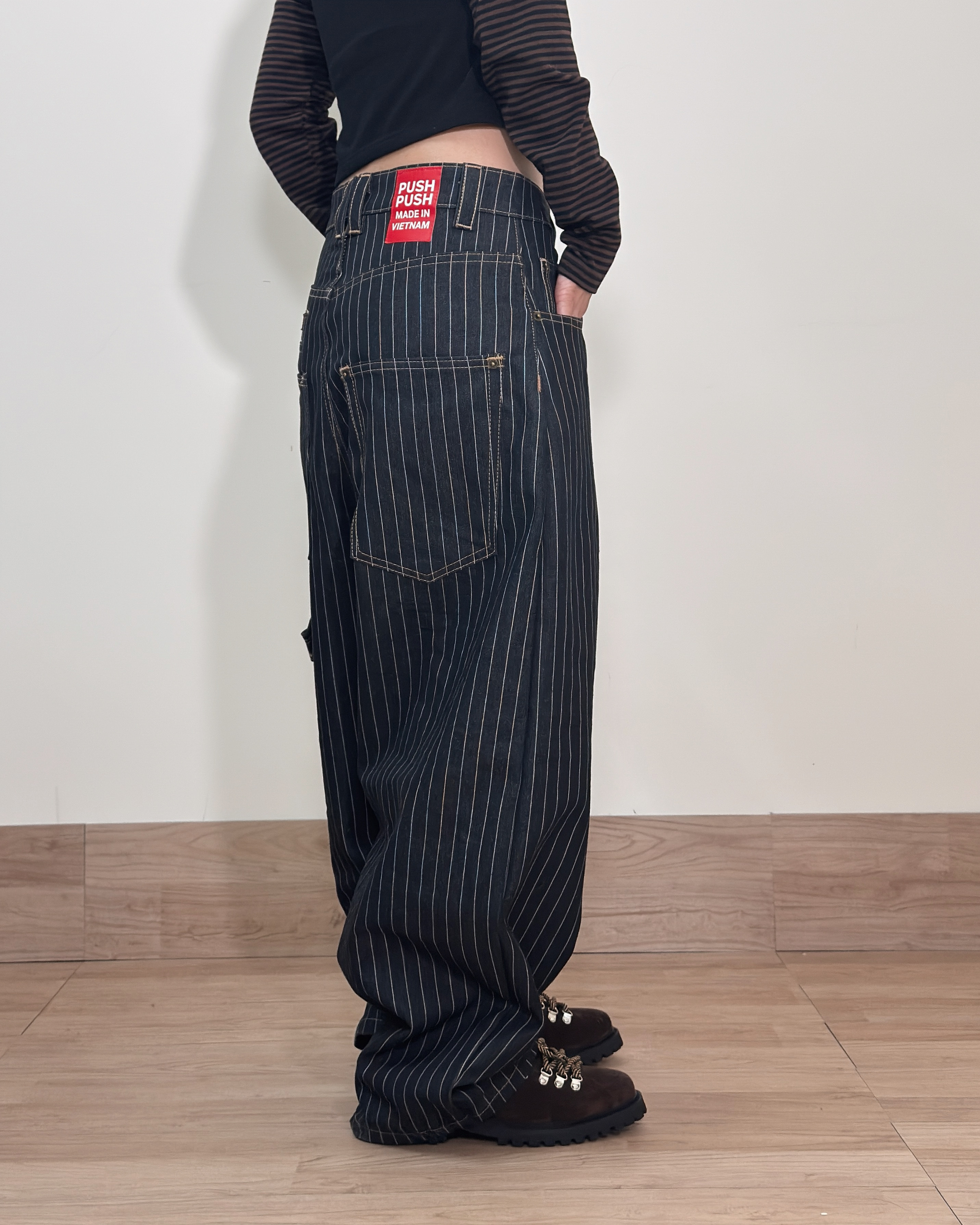 PUSH PUSH PP STRIPES PANTS Version 2 BLACK