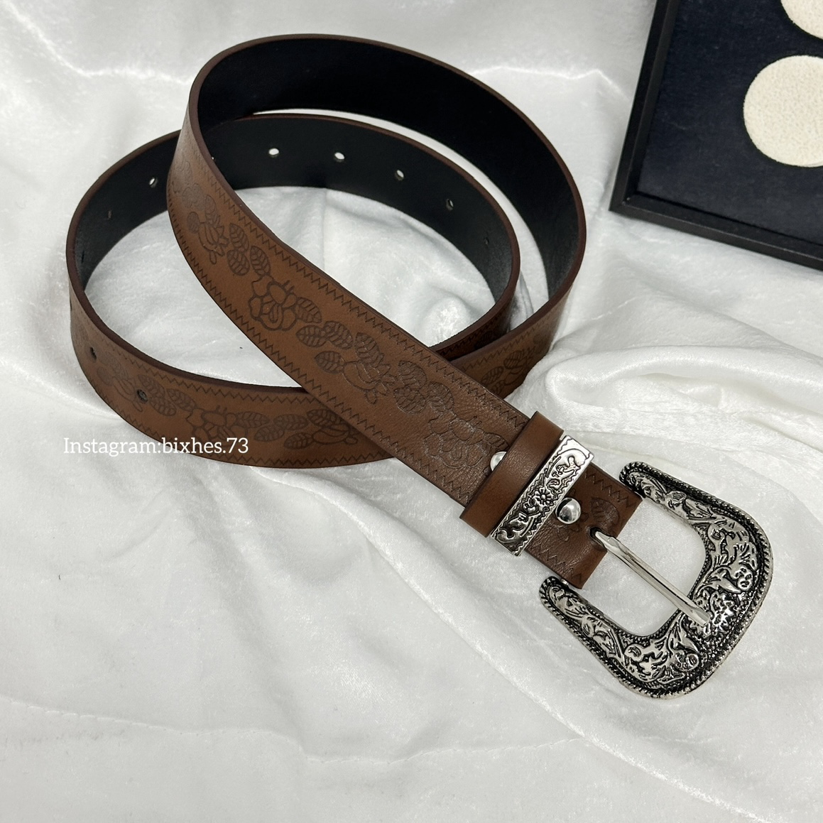 復古棕色系雕刻感皮帶(P00025)