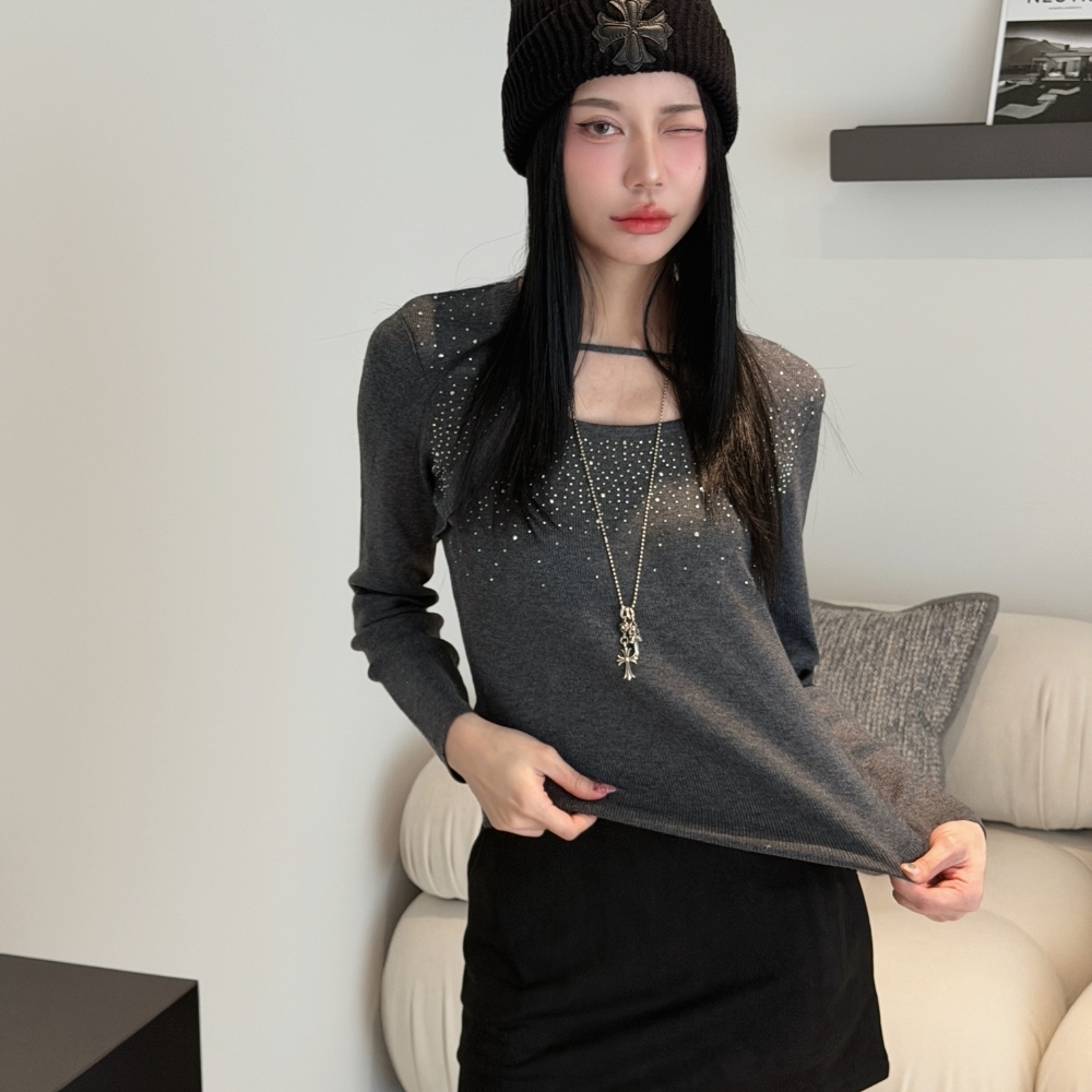 【低調細閃】DOMISS亮片掛脖針織衫-2色(現+預) 高級感上衣