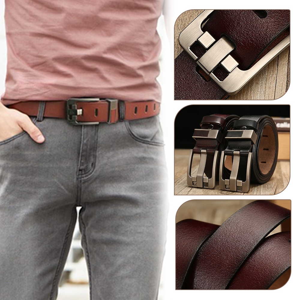 男生皮帶 針扣皮帶 真皮皮帶 方頭皮帶 復古皮帶 牛皮帶 穿搭飾品 腰帶 男生禮物 休閒腰帶 腰部配件 049