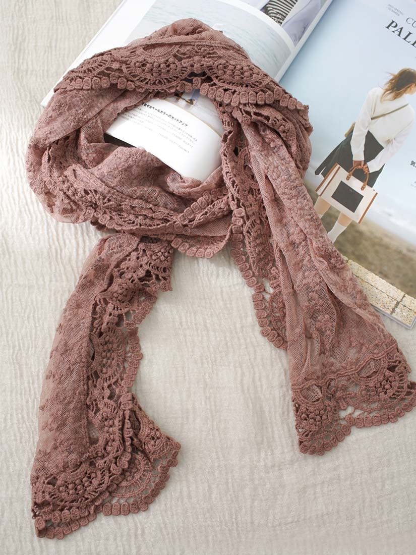 森系刺繡網布領巾(3色)