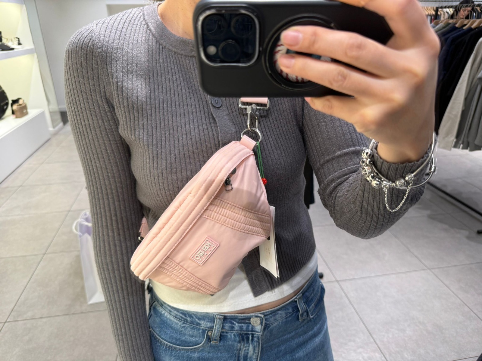 LYS02334 Kenzo 可拆卸式尼龍腰包粉色