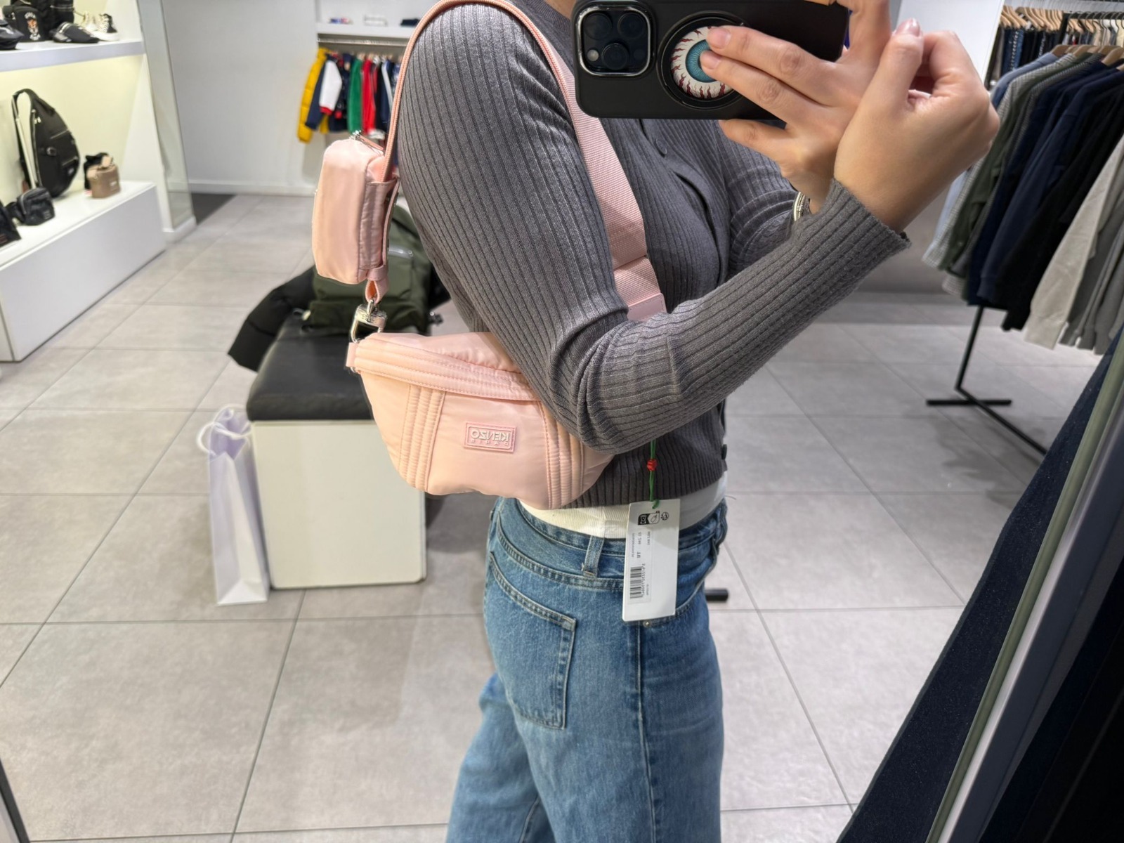 LYS02334 Kenzo 可拆卸式尼龍腰包粉色