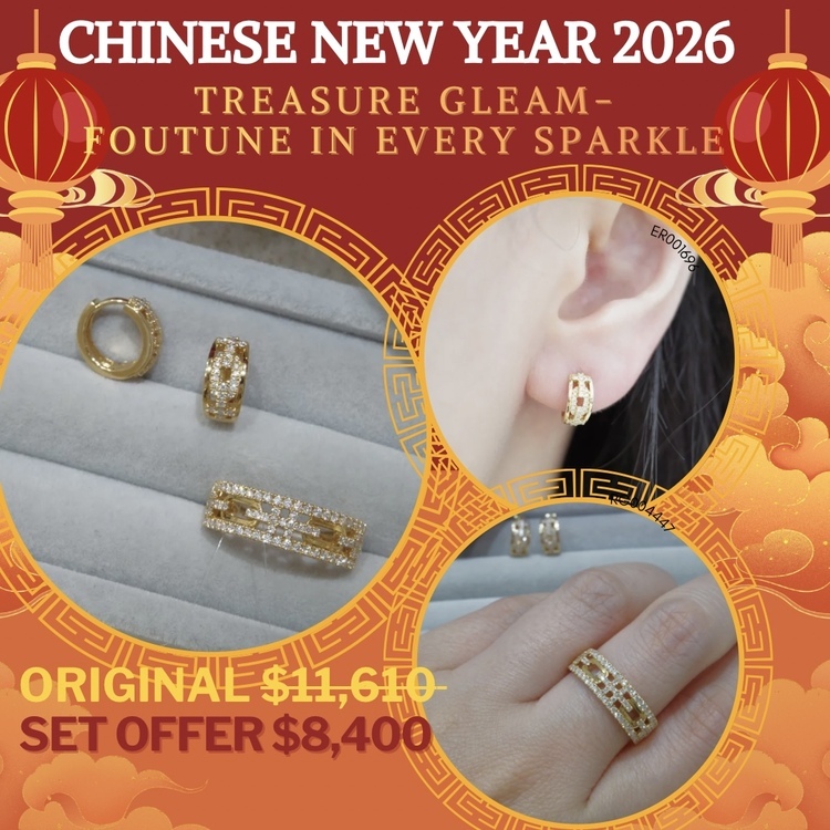 新春套裝優惠|天然鑽石圈耳環