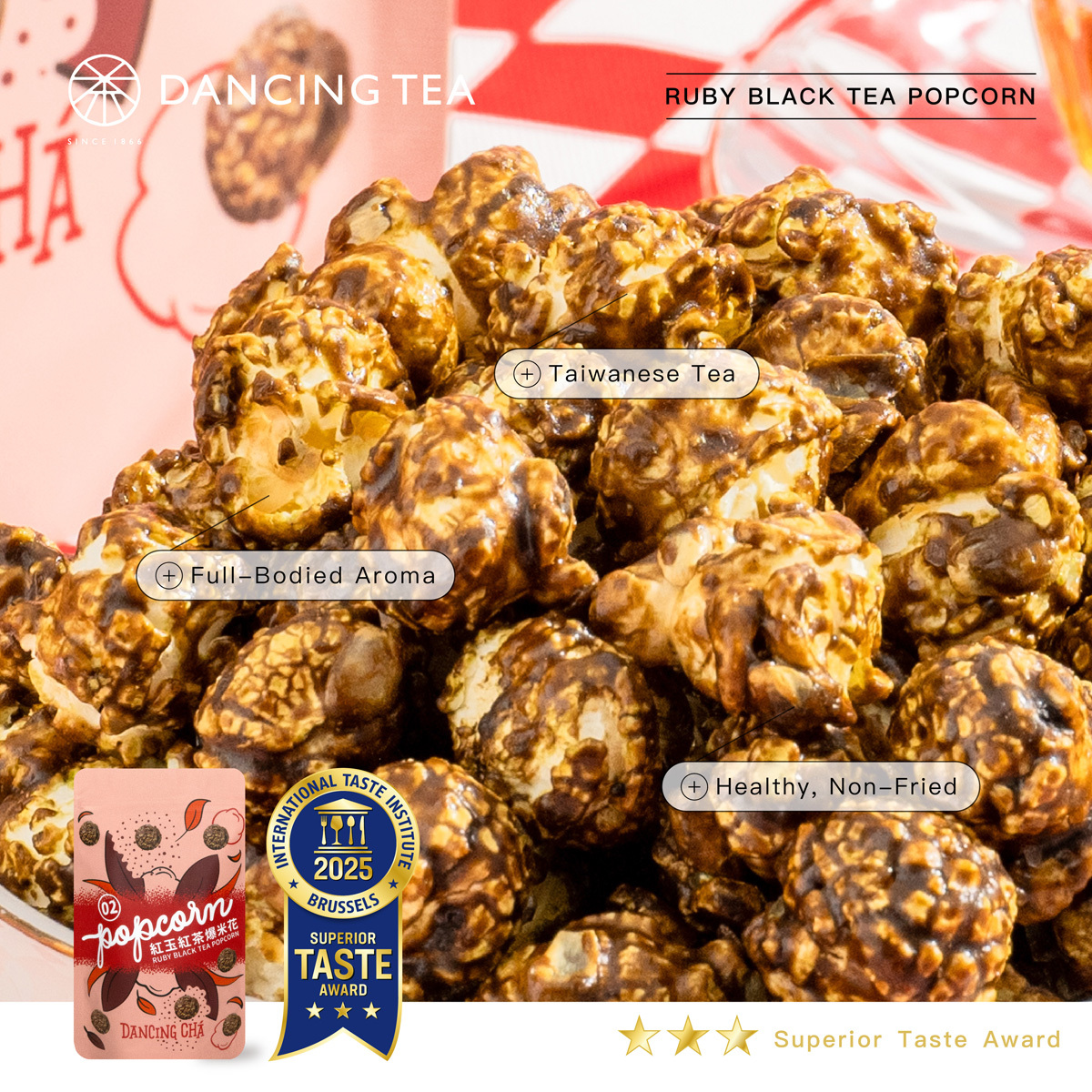 RUBY BLACK TEA POPCORN 60g