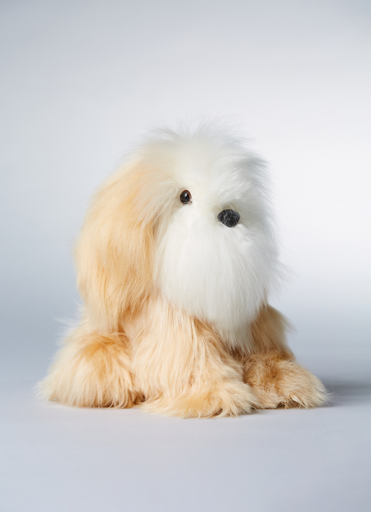 ST.MALO 秘魯天然SURI羊駝毛娃娃西施23CM-2694ST-白駝