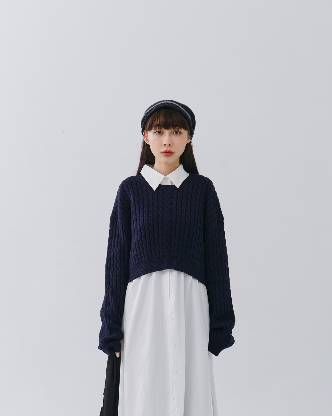 Cable knit short sweater, available in four colors【01071217】in stock+pre-order