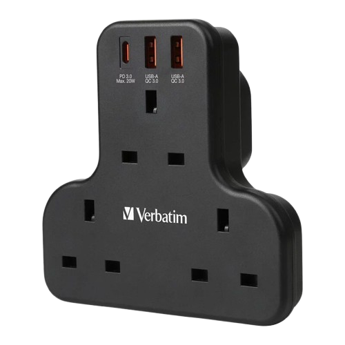 Verbatim 3位PD & QC 3.0 T型擴充電源插座