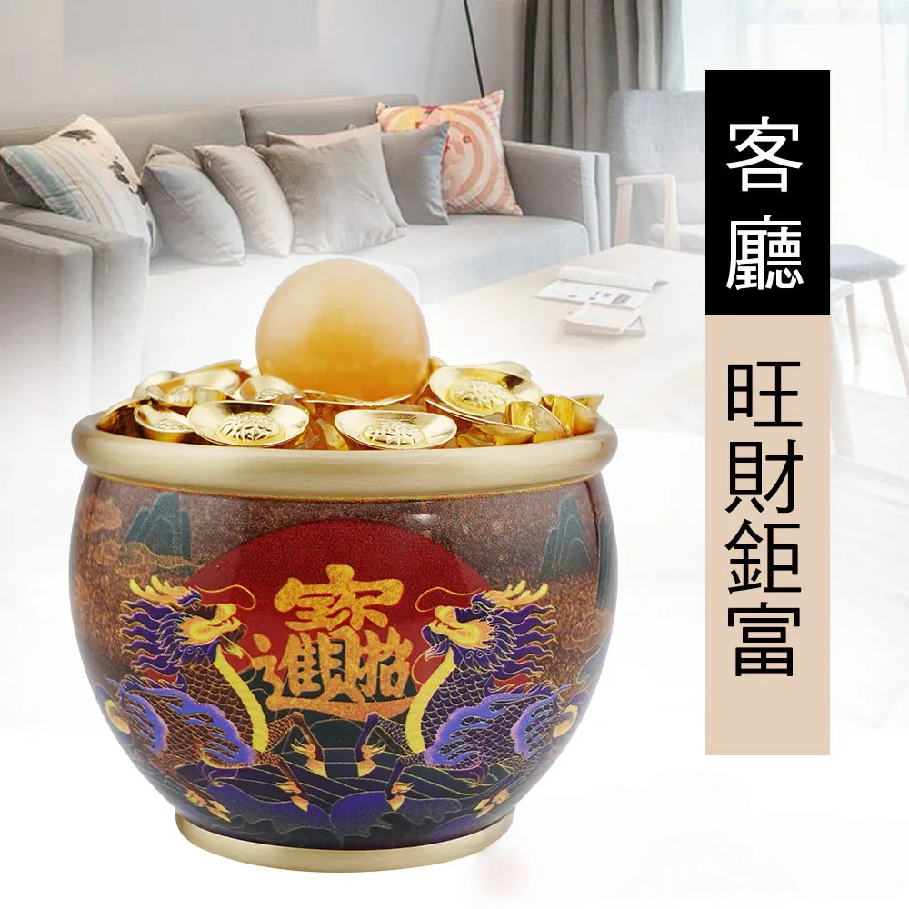 招財麒麟黃銅聚寶盆