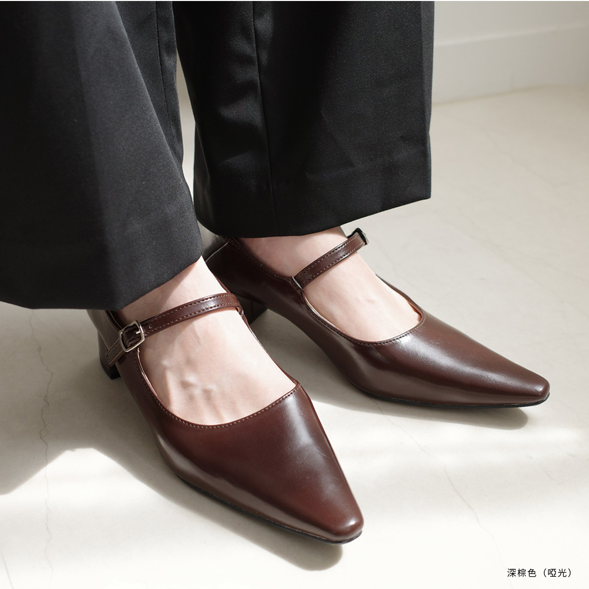 巴黎氣質 尖頭粗跟瑪莉珍鞋【SY016】