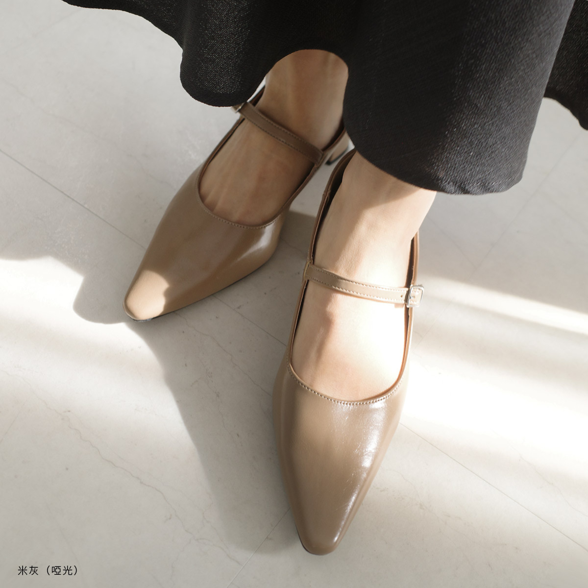 巴黎氣質 尖頭粗跟瑪莉珍鞋【SY016】