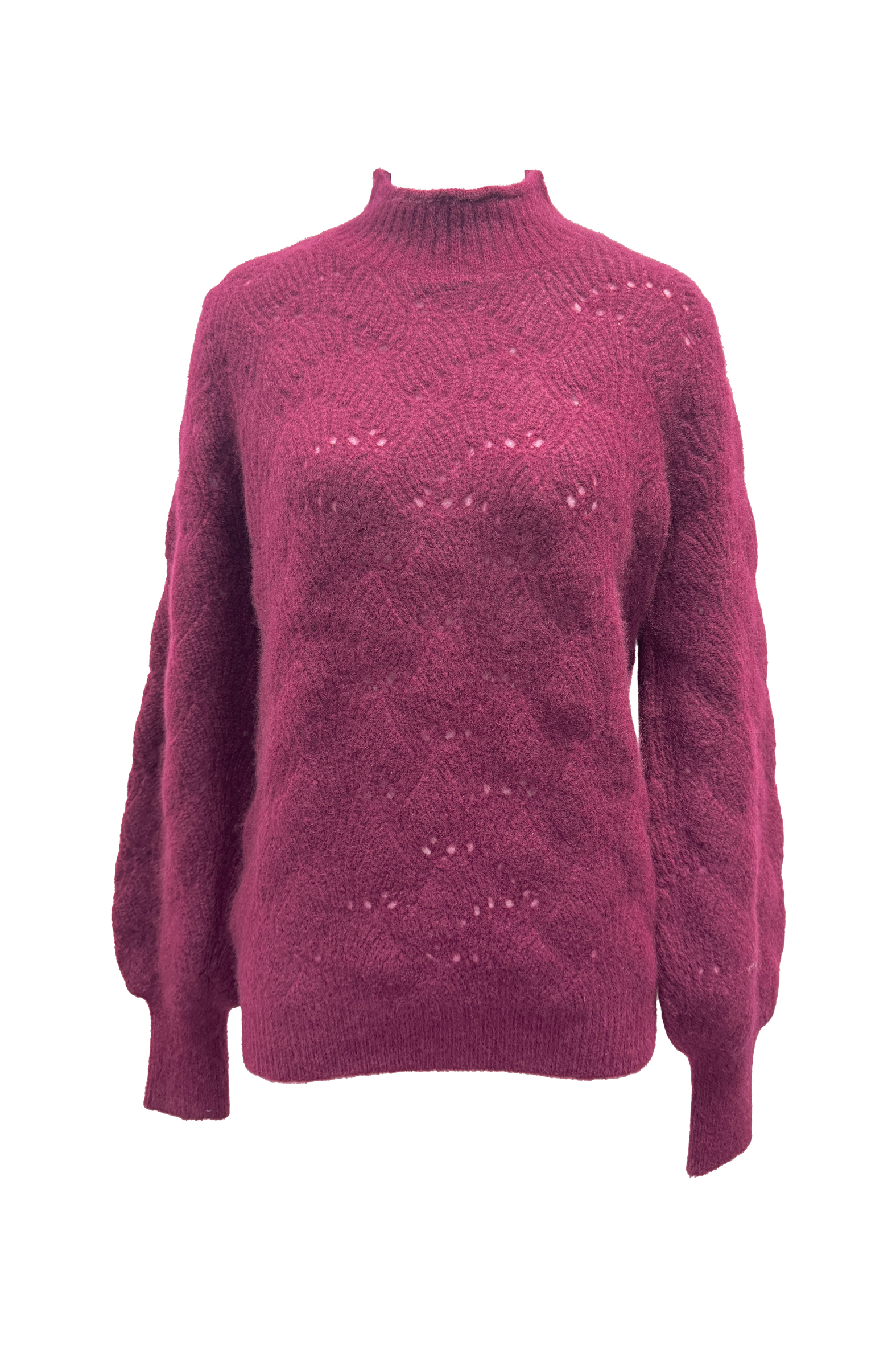 BE15289A1 靜謐織感立體鏤空幾何針織上衣 (2色)