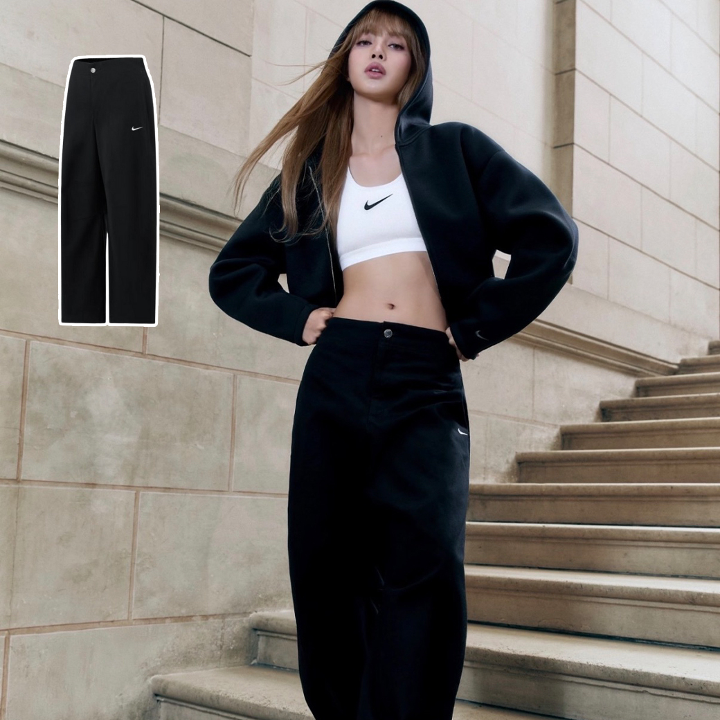 NIKE NSW STREET BARREL PANT 刺繡LOGO 繭型褲 LISA同款 長褲 黑色 (女款)