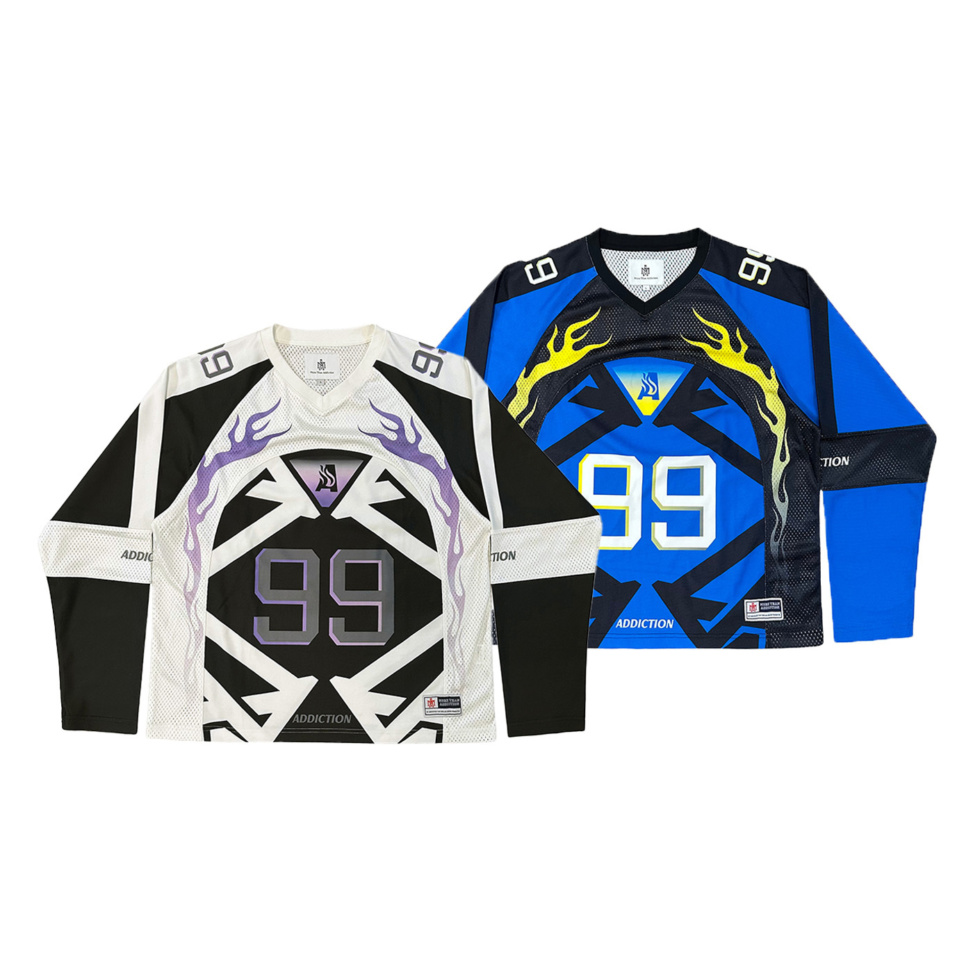 MTA 99 JERSEY 白黑 藍黑 街頭 網眼 拼接 球衣 長T【M25AWJR01】