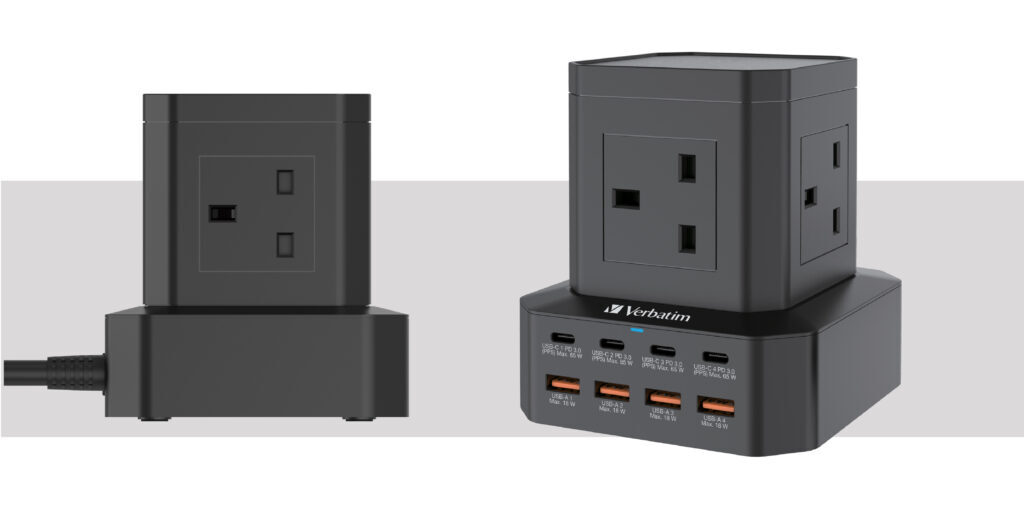 Verbatim 4個AC插座 + 8端口 65W PD & QC 3.0 電源拖板