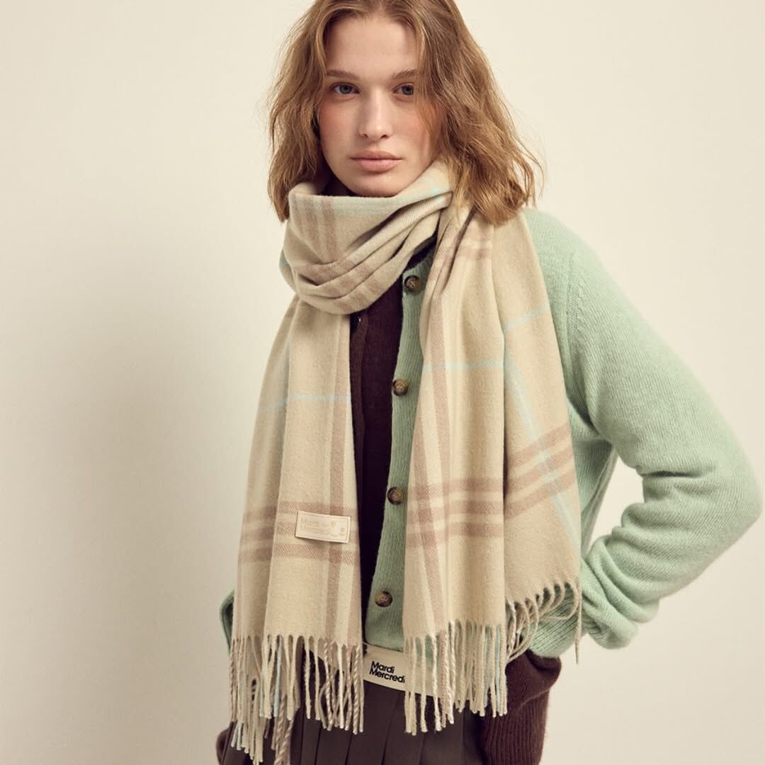 Mardi Mercredi 羊毛格紋圍巾 (3colors)