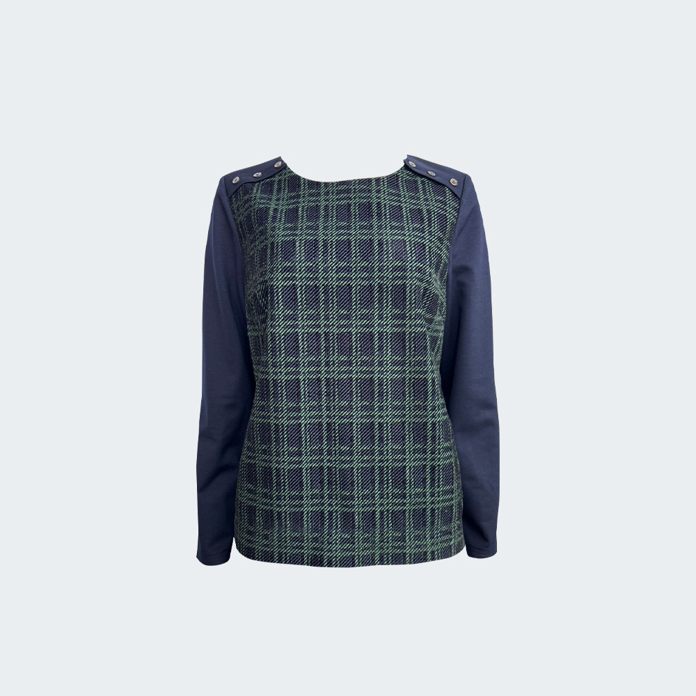 格紋拼接造型上衣