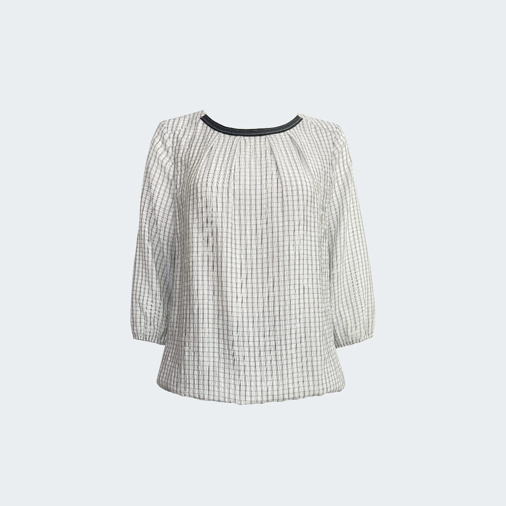 清雅細格天絲上衣